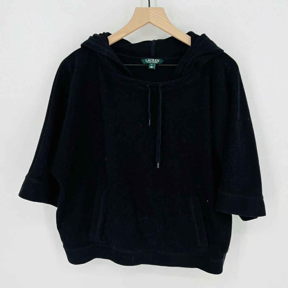 Lauren Ralph Lauren Black Long Sleeve Hoodie Size Medium